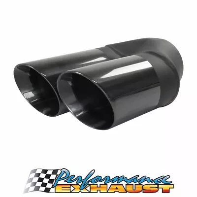 Angle Cut Inner Cone BLACK CHROME Exhaust Tip - 2.5  Inlet - Twin 3  Outlet RHS  • $116