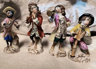 4 Antique Porcelain Monkey Band Figurines 5  • $120