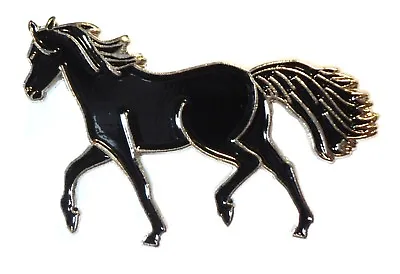 Black Horse Pony Equestrian Horse Riding Metal Enamel Badge Brooch 30mm NEW • £3.79