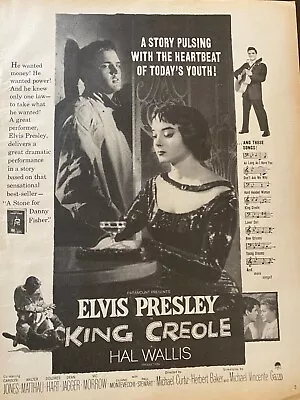 Elvis Presley King Creole Full Page Vintage Promotional Ad • $3.99