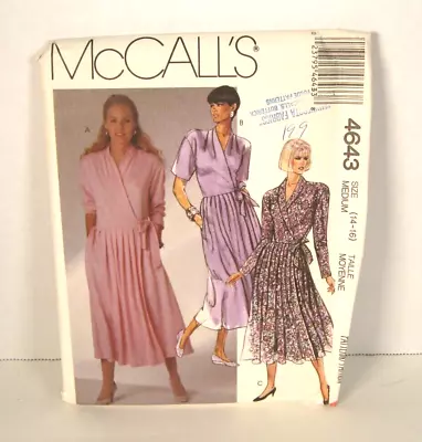 Mccall's 4643 Softly Pleated Dress (3 Styles) Pattern Misses Medium (14-16) UC • $8.99