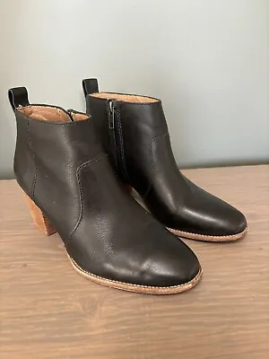 Madewell Ankle Boots Black Leather Women's Size 6.5 Booties Block Heel • $29.99