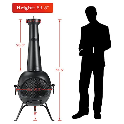 55in Outdoor Fire Pit Chiminea Fireplace Patio Wood Burning Heater Cast Iron Lid • $131.09