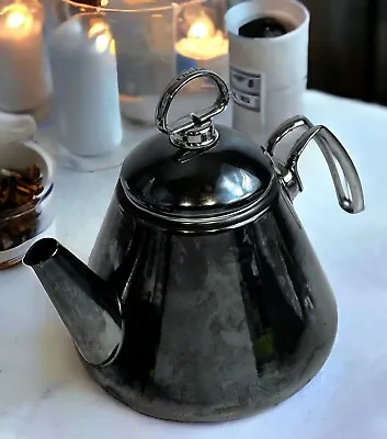 CHANTAL Vintage 1980s Retro TEA KETTLE 1.7 Quart Dark Grey  Enamel-On-Steel • $14.16