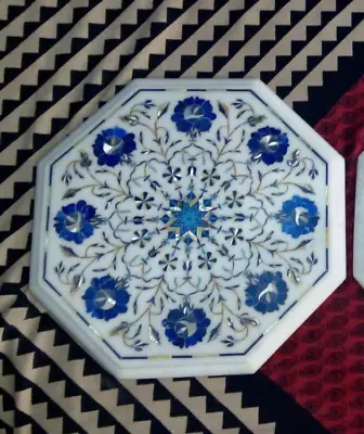 2'x2' White Marble Table Top Coffee Center Inlay Lapis Mosaic Home Decor G746 • $879