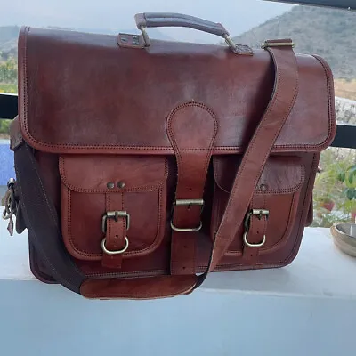 18  Men's Leather Messenger Satchel Shoulder Briefcase Business Bag Hand-Made • $56.40