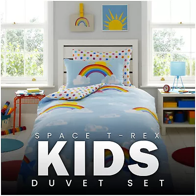 Kids Duvet Cover Children Bedding Fitted Sheet Single Double Curtains Girls Boys • £12.99