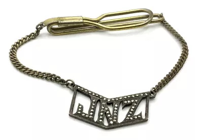 Art Deco Vintage Sterling Silver Marcasites Initials “JNZ” Tie Bar Clip Chain • $12.99