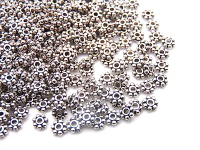 £4.95 • Buy 500  Pcs Tibetan Silver 4mm Daisy Spacer Beads Bead Jewellery Findings G144