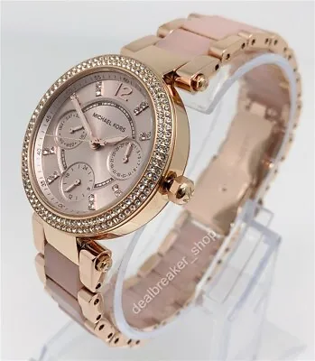 $144 • Buy Michael Kors Parker MK6110 Mini Multi-Function Rose Gold & Pink Ladies Watch