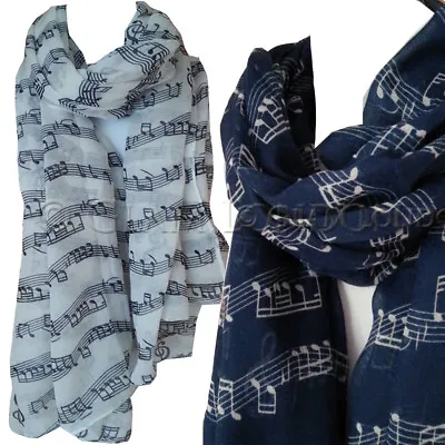 GlamLondon Music Print Scarf Musical Notes Ladies Fashion Wrap Shawl ORIGINAL • £10.99