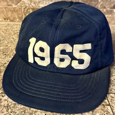 Vintage 1960s Baseball Cap Hat Navy Blue Felt Letter AFCS Stretch Fit 1960s • $39.95