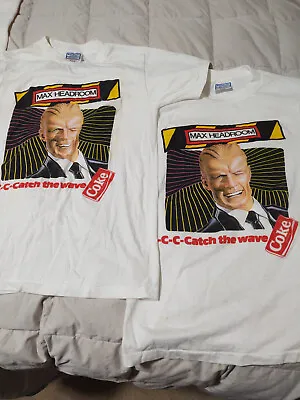 (2) Vintage 80s Max Headroom Coke T Shirt Coca Cola Soda Promotional USA • $65.65