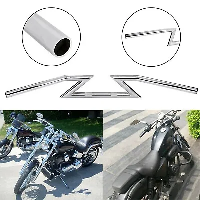 $59.74 • Buy 1'' Motorcycle Handlebars Z-Bar Drag Bars For Harley Honda Yamaha Suzuki Silver