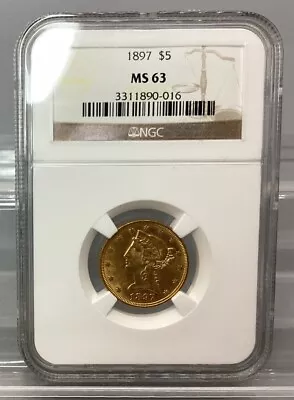 1897 Gold Liberty Head Half Eagle $5 Coin NGC MS 63 • $699.99