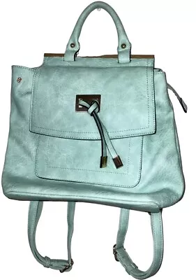 Backpack Teal Pistachio Bag Vegan Leather With Gold Accents Tassle • $27.99