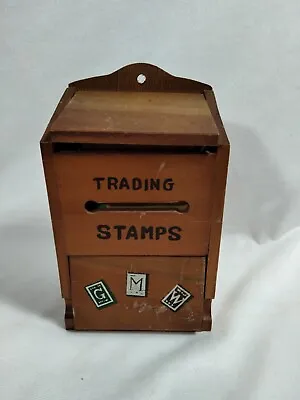 Vintage S& H Trading Stamps Wooden Box W/ Green Stamps And Book • $12