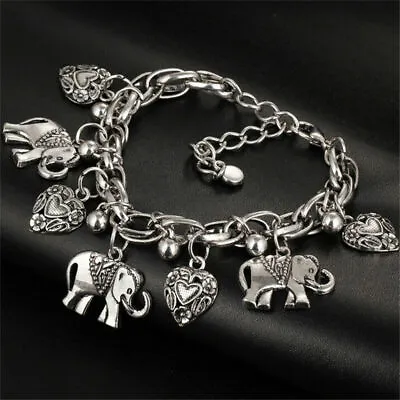 Elegant 925 Sterling Silver Unique New Women Fashion Charms Elephant 9  Bracelet • $15.74