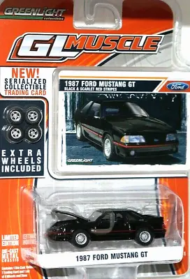 Greenlight 1/64 1987 Ford Mustang GT With Extra Wheels Diecast Toy Model Car • $13.99