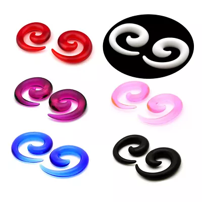 Pair Of Acrylic Spirals Set Tapers Plugs Gauges Choose Color/Size • $9.99