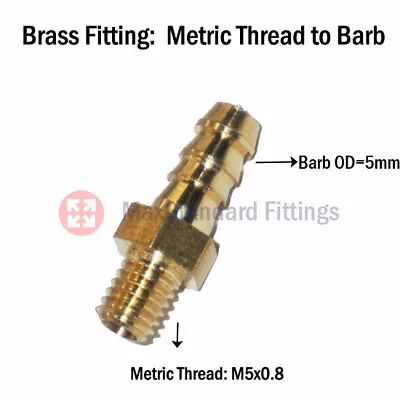 Metric Male Thread M5 M5x0.8 To 5mm 3/16  In Hose Barb Fitting Adapter Connector • $1.99