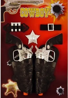 Twinset Cowboy Gun Holster Fancy Dress Toy Ranger Bandit Sheriff Kids Wild West • £4.99