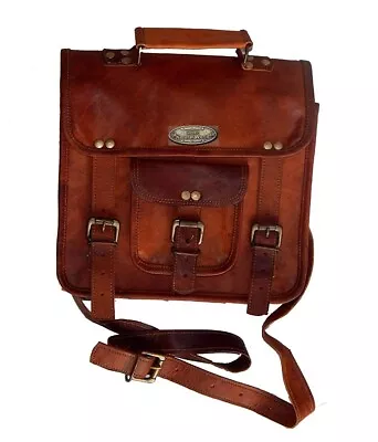 Full Waxed Vintage Genuine Men's Leather Handbag Shoulder Bag Satchel Messenger • $41.44