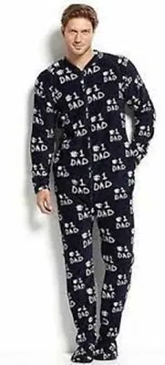 Nwt $70 Club Room Mens #1 Dad Footed Footie Pjs Pajamas Sleepwear Navy Small • $26.09