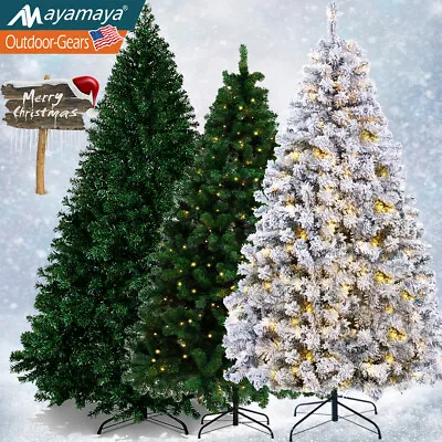 6.5/7.5ft Pre-lit Christmas Tree Artificial Snow Flocked For Holiday Decoration • $174.99