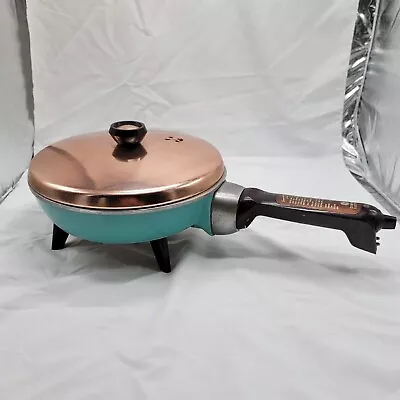 Vintage RARE TEAL General Electric No. 26C100 Electric Skillet W/ Copper Lid • $49.99