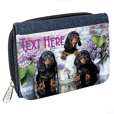 Personalised Ladies Purse Dachshund Denim Coin Wallet Dog Birthday Gift KS169 • £12.95