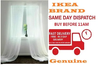 IKEA Genuine Lill Net Curtains 1 Pair White Per  Panel 280 X 250cm 901.119.80  • £8.99