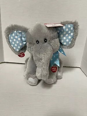 Cuddle Barn 9  Elliot Elephant Musical Animated Plush Stuffed Animal Gray Blue • $24.99