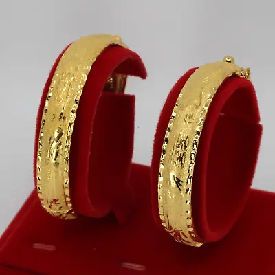 One Pair Of 24K Solid Yellow Gold Wedding Dragon Phoenix Bangles 20.7 Grams • £2408.58