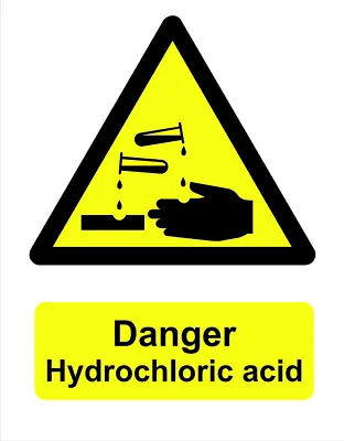 £1.80 • Buy Danger Hydrochloric Acid Sign Self Adhesive Vinyl Gloss Sticker 125mm X 160mm