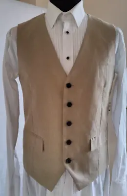 Linen Blend Formal Beige Waistcoat Size 36 Reg By Skopes Morant Design • £15