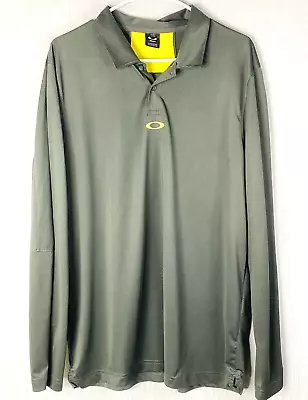 Oakley Golf Polo Shirt Mens L Green Long Sleeve Performance Activewear • $23.99