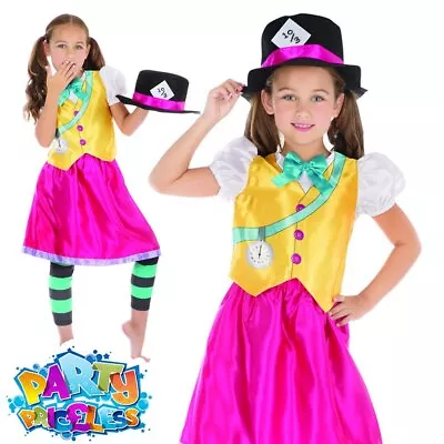£20.99 • Buy Kids Mad Hatter Costume Girls Alice Fancy Dress Child Book Week Day Outfit 