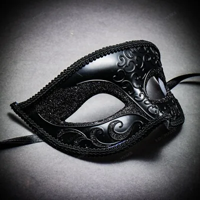 Black Venetian Classic Masquerade Costume Eye Mask For Ball Prom Halloween Party • $12.99