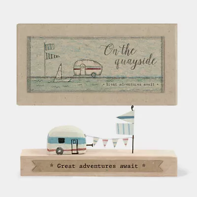 Quayside Caravan Ornament Mini Rustic Wooden Seaside Decoration  East Of India • £10.99