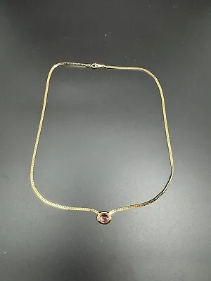 Vintage Avon Pink Rhinestone Gold-tone Necklace 18.5” • $15