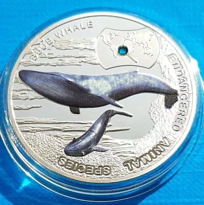 Zambia 1000 Kwacha 2014 UNC Blue Whale Silver Plated Colorized Coin • $6.90