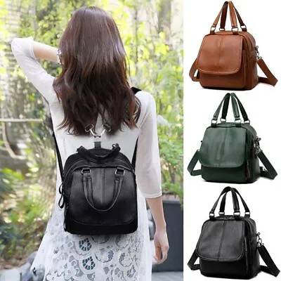 $29.54 • Buy Women Casual PU Leather Messenger Backpack Handbag Shoulder Bag Rucksack