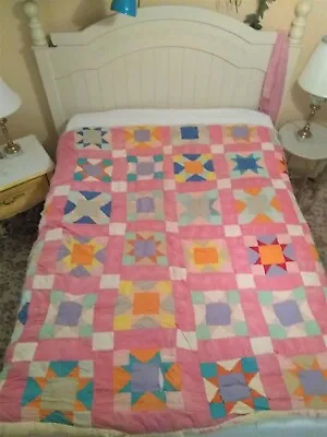 Southern Hand Sewn Hand Knotted Old Vintage Crazy Patchwork Quilt • $25