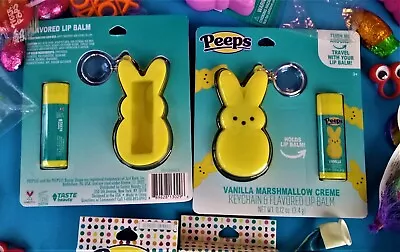 Peeps Chapstick W/Travel Bunny Keychain-Flavor Vanilla Marshmallow Creme YUM! • $4.98