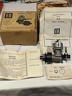 £100 • Buy BOXED VINTAGE MODEL AIRCRAFT DIESEL ENGINE ED SUPER FURY 1.49cc WITH INSTRUCTION