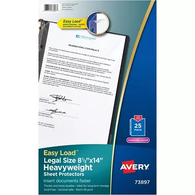 Avery Easy Load Legal Size 8 1/2  X 14  Heavyweight Sheet Protectors 73897 • $9.70