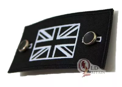 Union Jack Patch  Sew-on Buttons Black & White Flag Clothing British Badge • £5.99