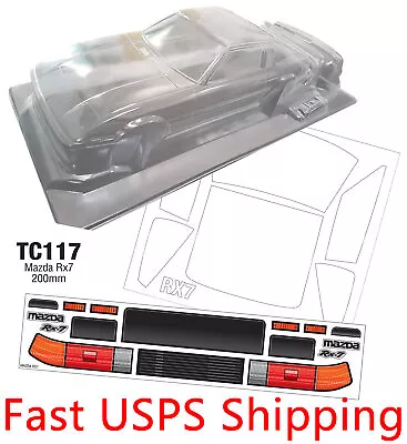 1/10  RC  Drift Racing Touring Mazda RX7 Clear Transparent Body Shell 200mm • $42.99