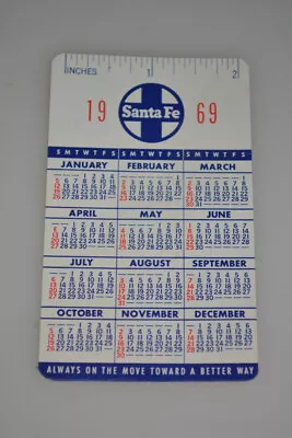 Vintage 1969 Atsf Santa Fe Railroad Train Pocket Calendar Advertising Rr Premium • £19.29